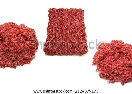 Raw beef minced meat background. Top view.