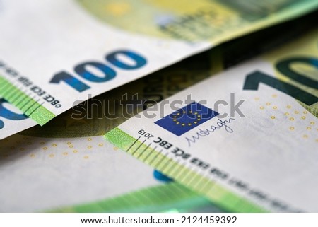 Macro photo EU banknotes background
