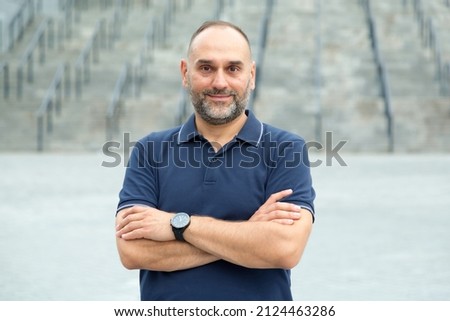 Senior man 50 years old looking at the camera. Portrait of a middle aged man. Royalty-Free Stock Photo #2124463286