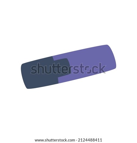 Purple marker. Highlighter. The concept of careful reading and highlighting important things. Vector drawing isolated on white background.