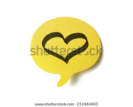 Yellow sticker with shape of speech bubble, clipping path included