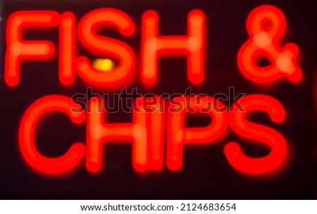 Fish and chips restaurant neon sign