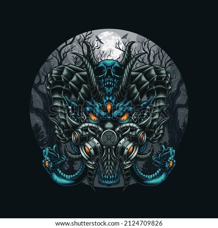 night demon vector illustration. can be used as a t-shirt design, print posters, mascots, etc
