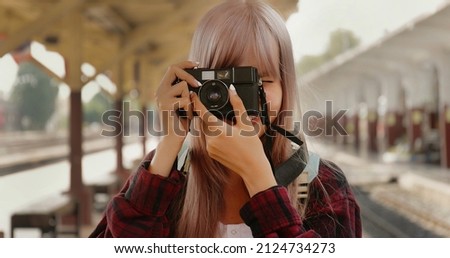 Portrait of Happy Asian women be smile with camera. Travel on holiday concept.
