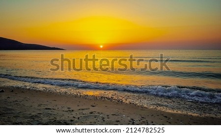 Sunrise on the greek island Thassos in the Aegeian Sea