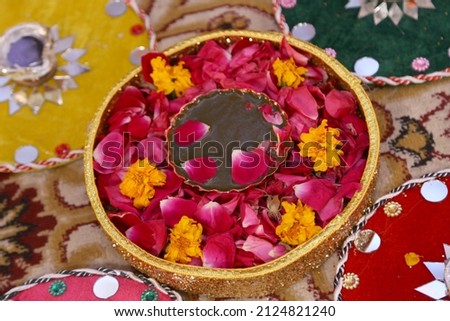 Decoration of (Mehndi) Wedding Festival with blur and defocus shoot