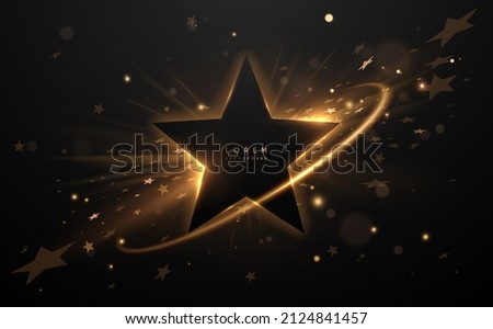 Black and gold stars background with light effect