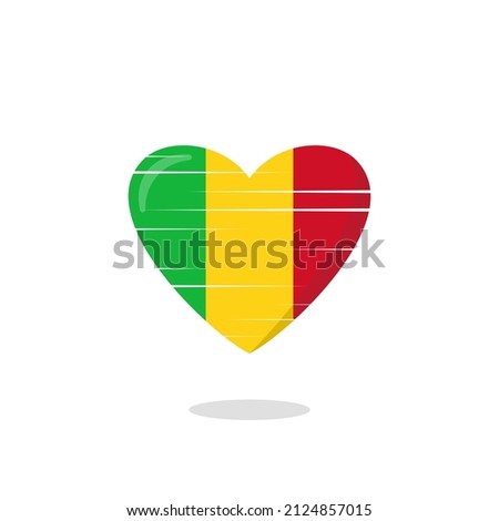 Mali flag shaped love illustration. Floating flag love icon. Nationality concept.