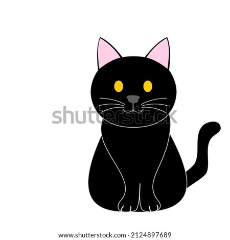 A black cat with a white background 