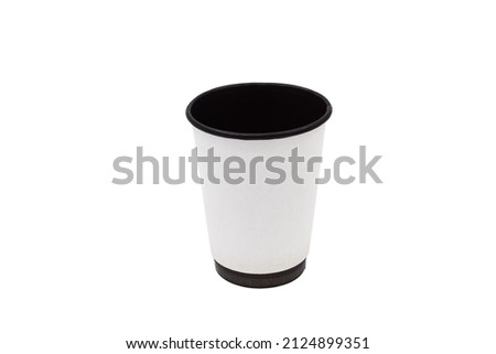 New, paper glass for water on a white background
