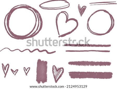 Watercolor grunge handpainted vector sketch set of pencil brush strokes, hearts, lines, ink stains, circles. Ideal for collage, print, sketchbook, stickers, web, graphic design, scrap booking.  Royalty-Free Stock Photo #2124953129