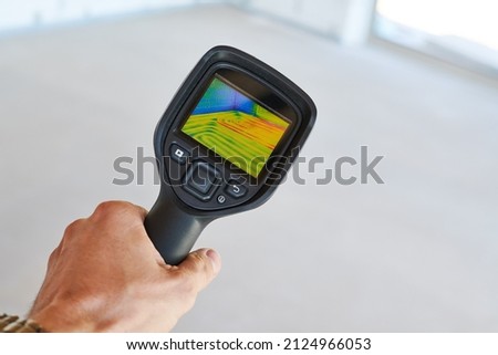 thermal imaging camera inspection for temperature check and finding heating pipes in floor