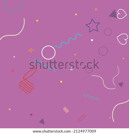 Square Lime Rectangle Blue Oval Ring Polygonal Illustration. Pastel Wave Bright Pink Yellow Hearts Simple Geometry Illustration. Zigzag Red Colorful Purple Green Circle Orange Hipster Background.