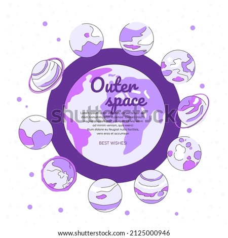 Outer space - modern isometric colorful web banner