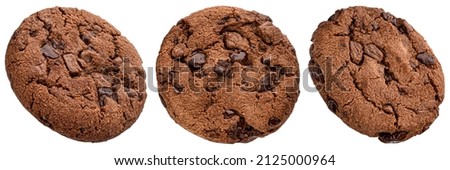 Chocolate cookies isolated on white background Royalty-Free Stock Photo #2125000964