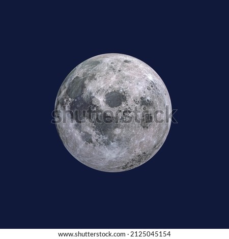 Full moon isolated on dark blue background 