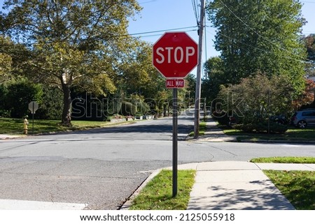 Stop Sign on a Neighborhood Street in Sleepy Hollow New York