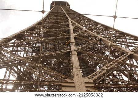 A close-up view of the Eiffel tower in Paris