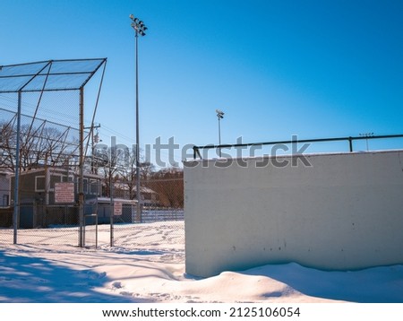 Baseball field in the snow