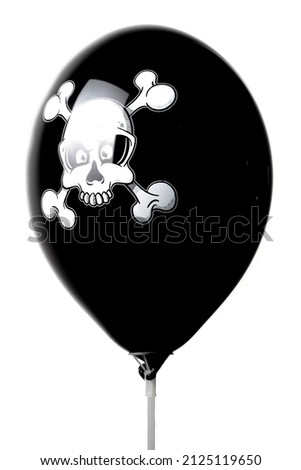 black pirate balloon with skull isolated on white background