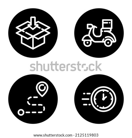 Delivery glyph Flat Icon Set Isolated On White Background