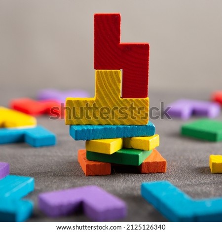 Creative idea solution - business concept, jigsaw puzzle close up. Leadership and teamwork strategy success. Royalty-Free Stock Photo #2125126340