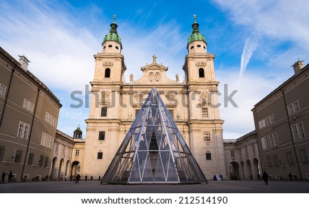 The Salzburg Cathedral (Salzburger Dom) on a sunny day Royalty-Free Stock Photo #212514190