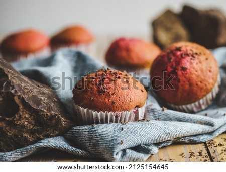 
shot of red velvet muffins