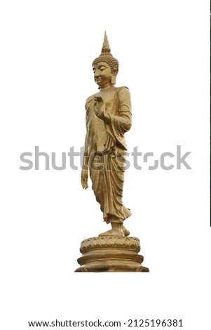 Buddha statue on isolated white background with copy space and clipping path.