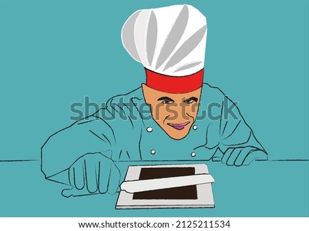 Chocolate Making Chef Illustration Design