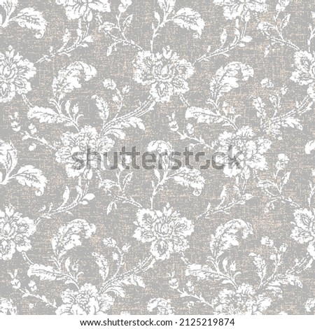 Modern fabric design pattern. Floral pattern for your design. Illustration. Modern seamless pattern for interior decoration, clothes and textile. grey Background.