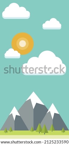 flat vector illustration, mountain landscape