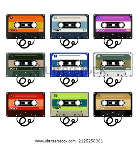 Casette Tapes, Retro, 90's, 80's, Vintage, Web graphics, advertisements, stickers, logo, clip-art, stereo, mix tape, retrograde, old school, nostalgia, vector