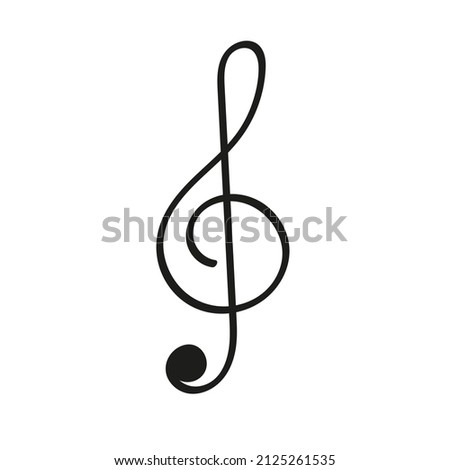Hand drawn treble clef music note icon vector design.