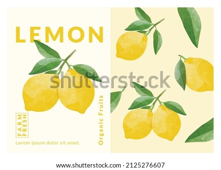 Lemon packaging design templates, watercolour style vector illustration. Royalty-Free Stock Photo #2125276607