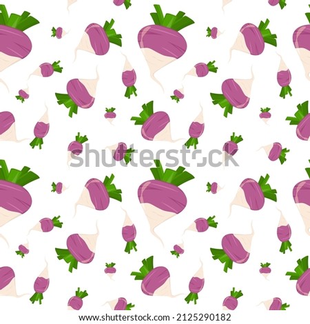 vector pattern with radishes on a white background Royalty-Free Stock Photo #2125290182