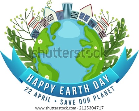 Happy Earth Day On 22 April Banner Design illustration