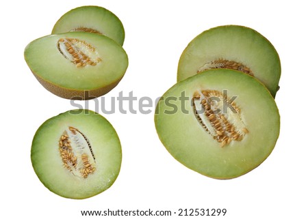 Green melon isolated on white