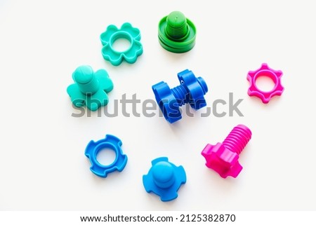 Plastic bolts. Kids toys. Children's bolts. 