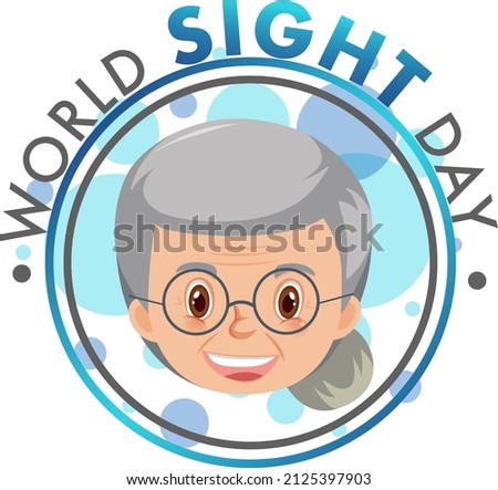 World Sight Day word logo with old woman face illustration