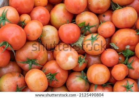 Ripe tomatoes in the basket, background picture