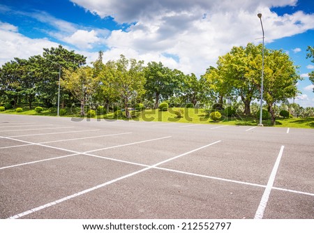Empty Parking Lot ,Parking lane outdoor in public park  Royalty-Free Stock Photo #212552797
