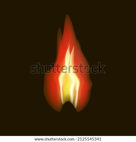 Realistic burning fire flame isolated on black background