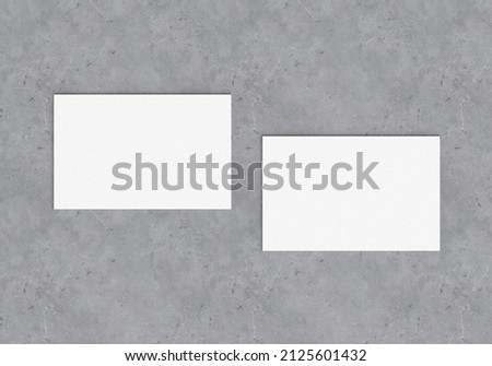 Business card mockup template for branding identity on a gray concrete background for graphic designers presentations and portfolios. 3D rendering.