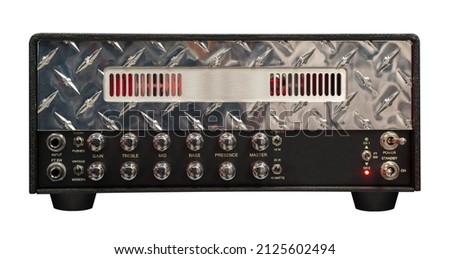 Electric guitar amplifier white background Royalty-Free Stock Photo #2125602494