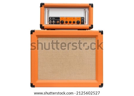 Electric guitar amplifier white background Royalty-Free Stock Photo #2125602527