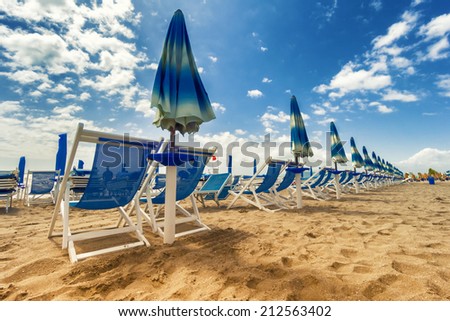 Versilia beach. Tuscany, Italy Royalty-Free Stock Photo #212563402