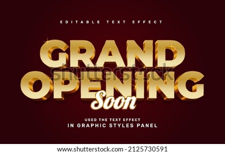 Gold Grand Opening text effect Royalty-Free Stock Photo #2125730591