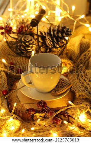 Cappuccino coffee with gingerbread cookies
