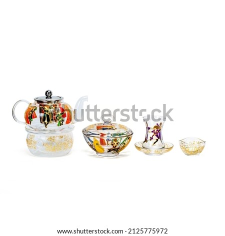 Ceramic vintage tea pot isolated on white background